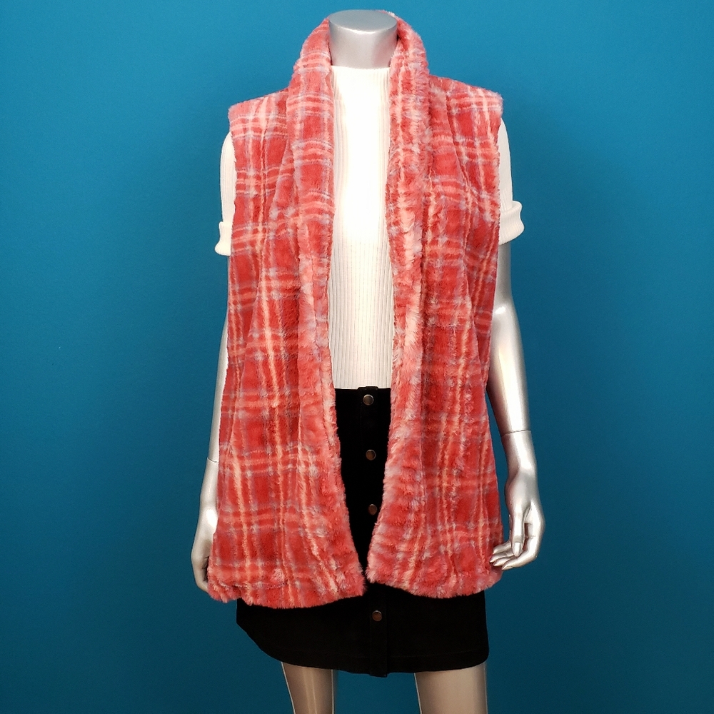 🆕️ BOBEAU Faux Fur Plaid Vest // (NWT)
